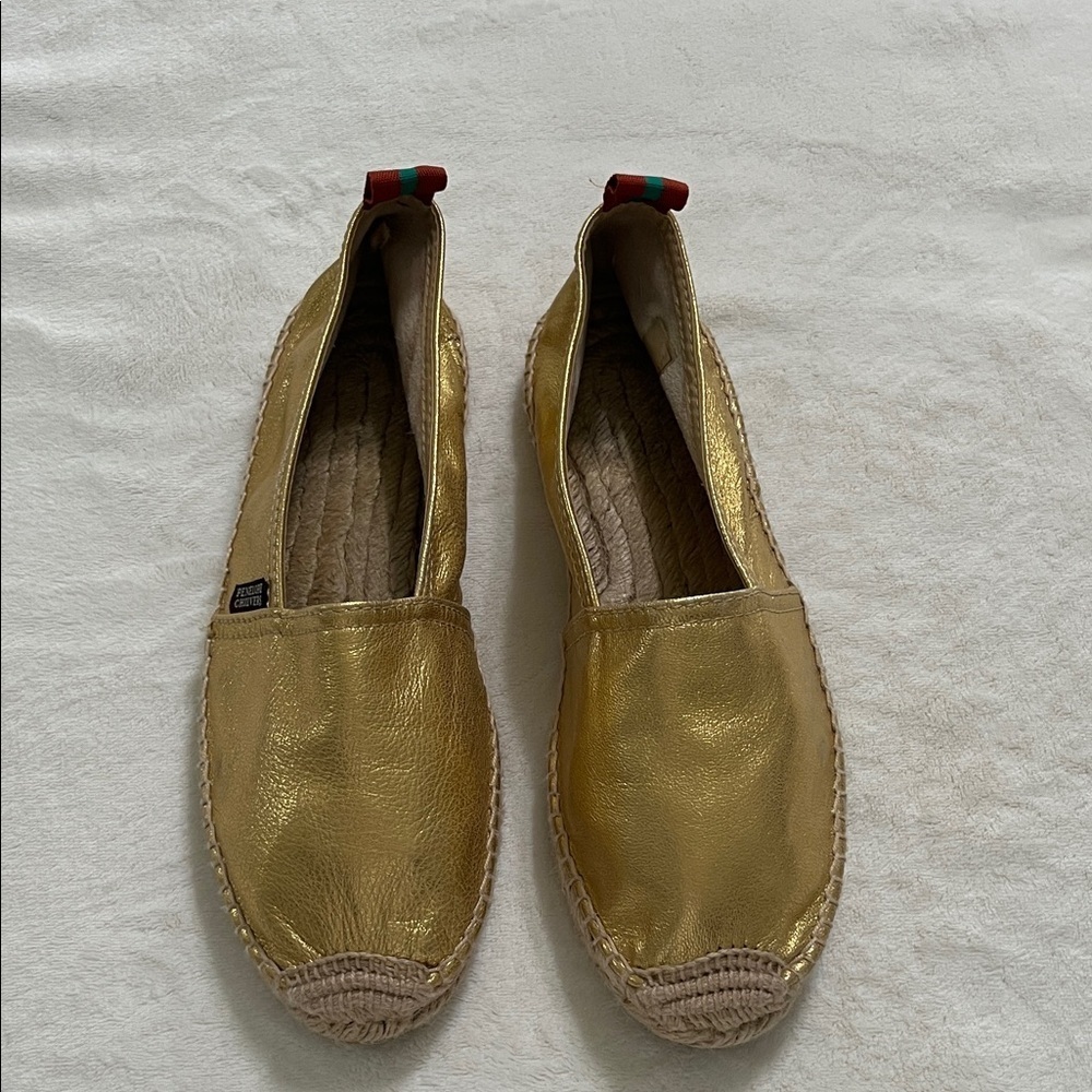 Penelope Chilvers Gold Espadrille Slip-Ons